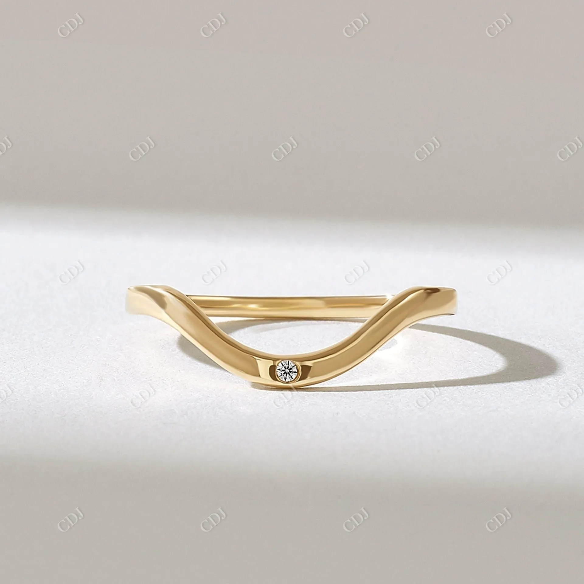 0.02CT Curved Real Diamond Solitaire Wedding Band