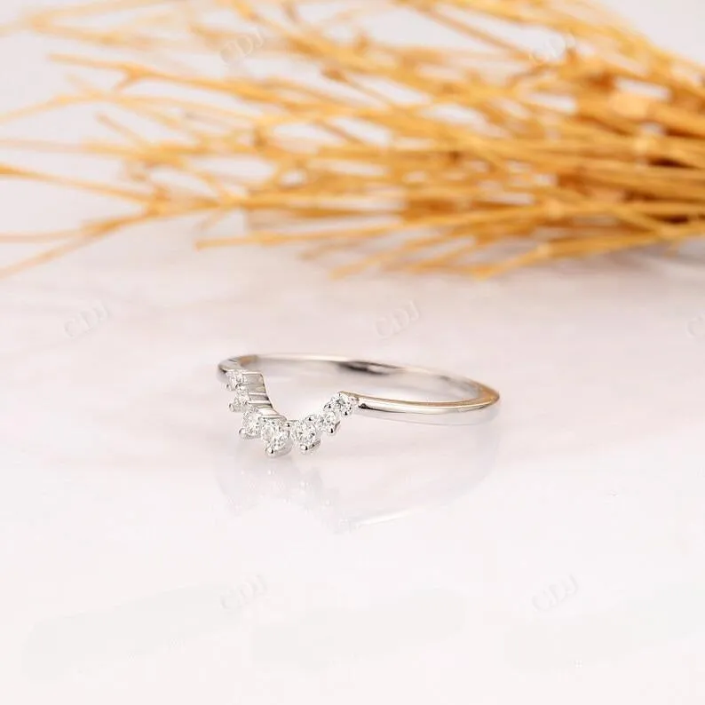 0.14CTW White Gold Lab Grown Diamond Curved Wedding Band
