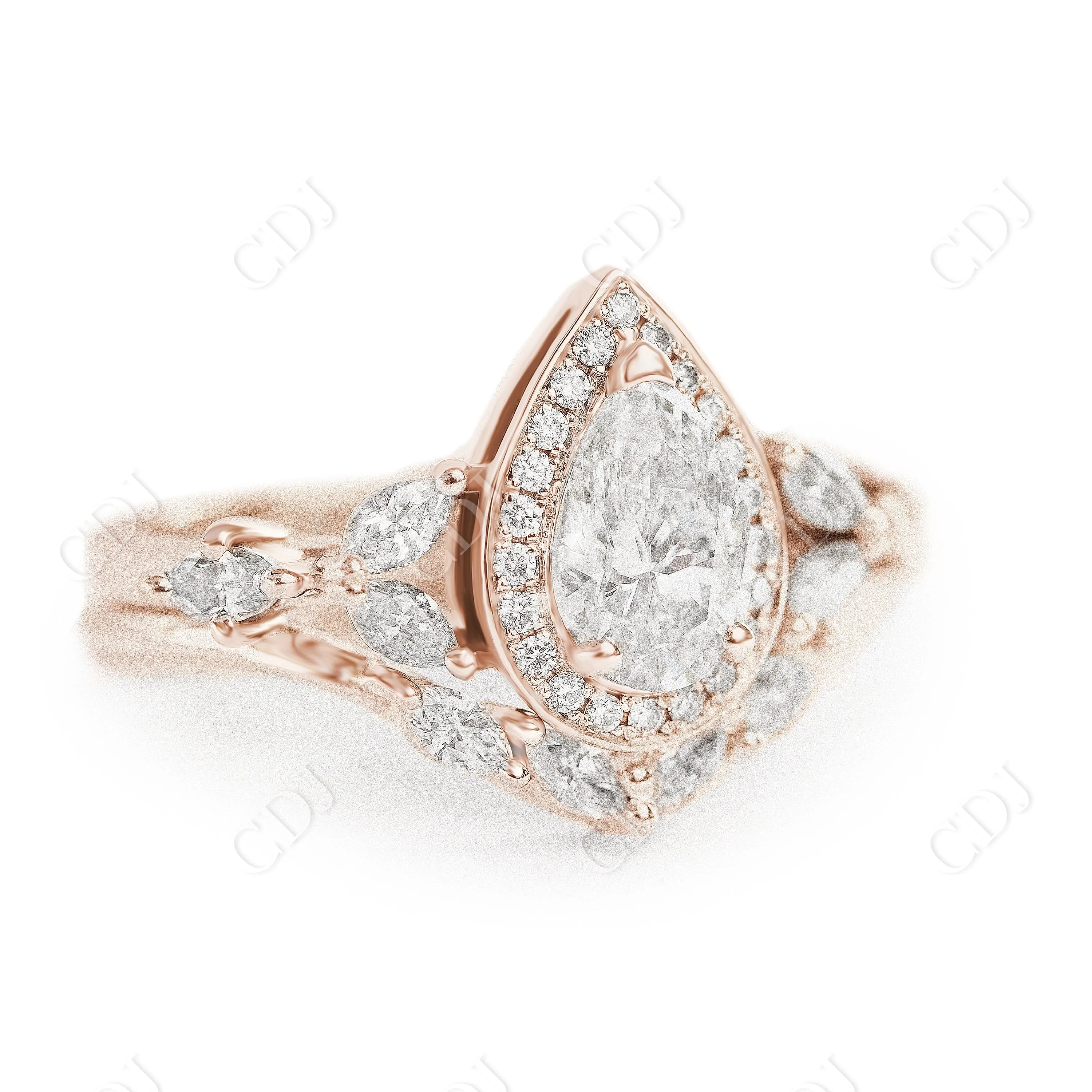 0.20CTW Marquise Moissanite Curved Wedding Band
