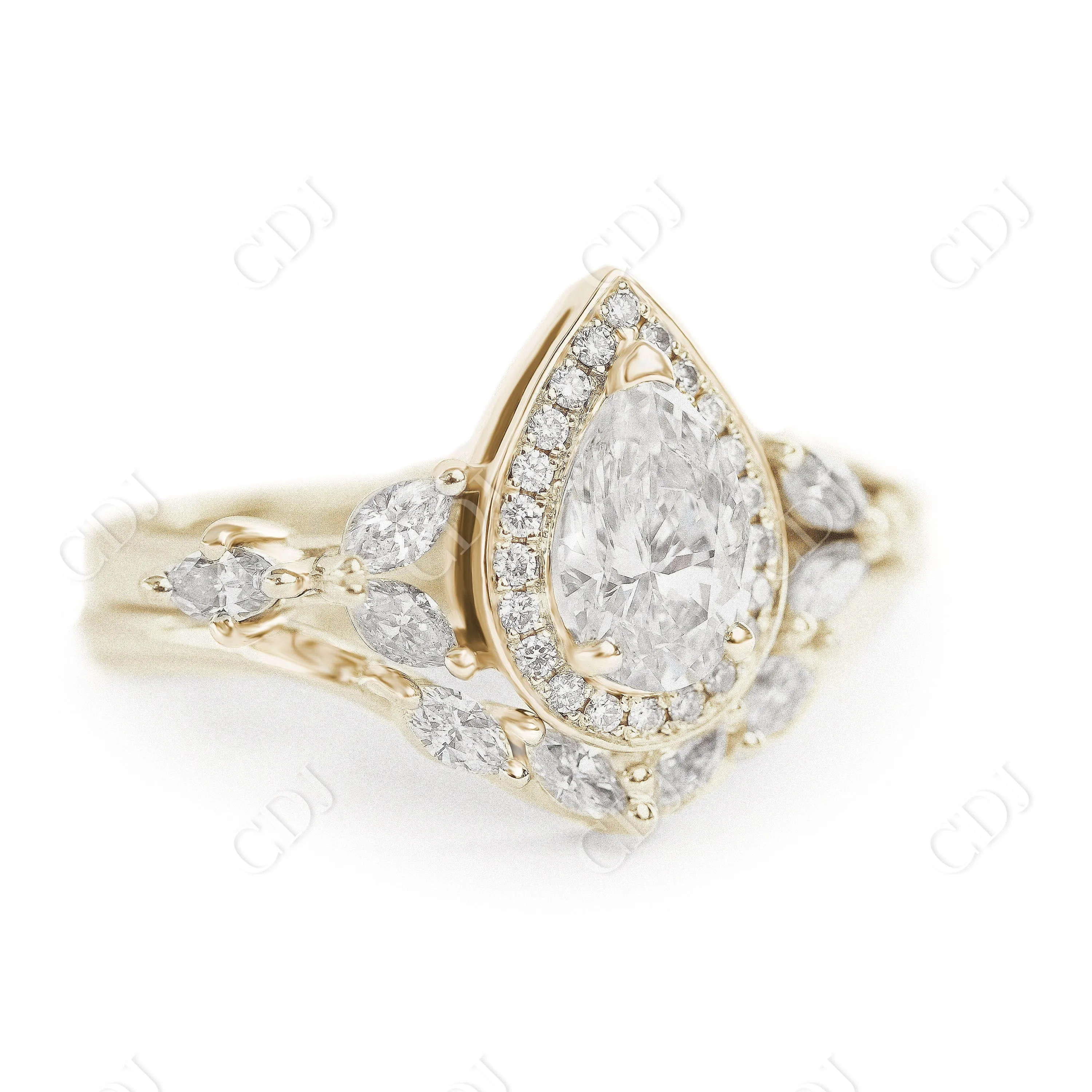 0.20CTW Marquise Moissanite Curved Wedding Band
