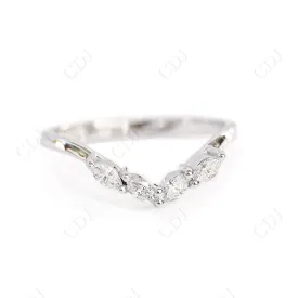 0.20CTW Marquise Moissanite Curved Wedding Band