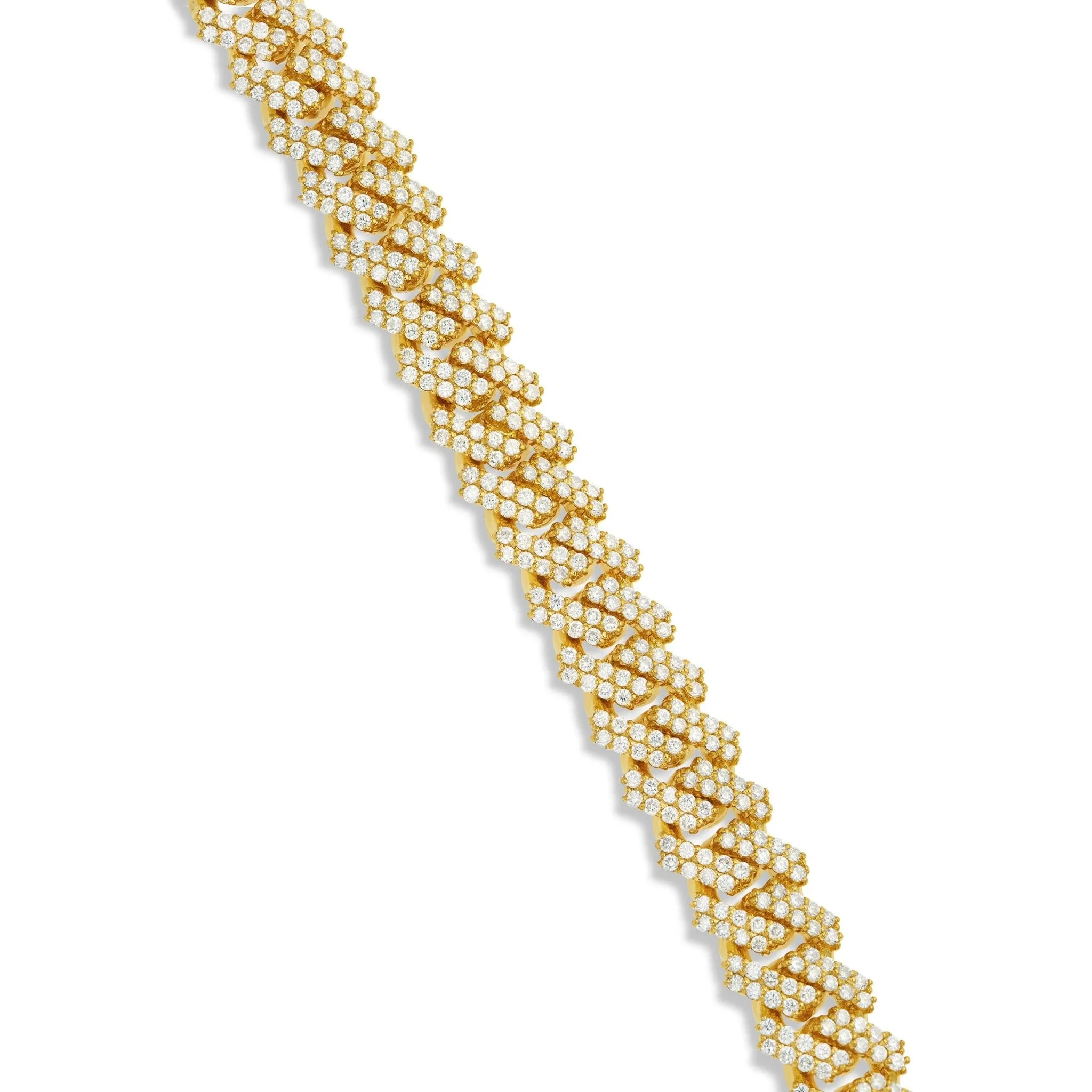 10K Gold 27.56ctw Prongset Diamond 16mm Cuban Chain