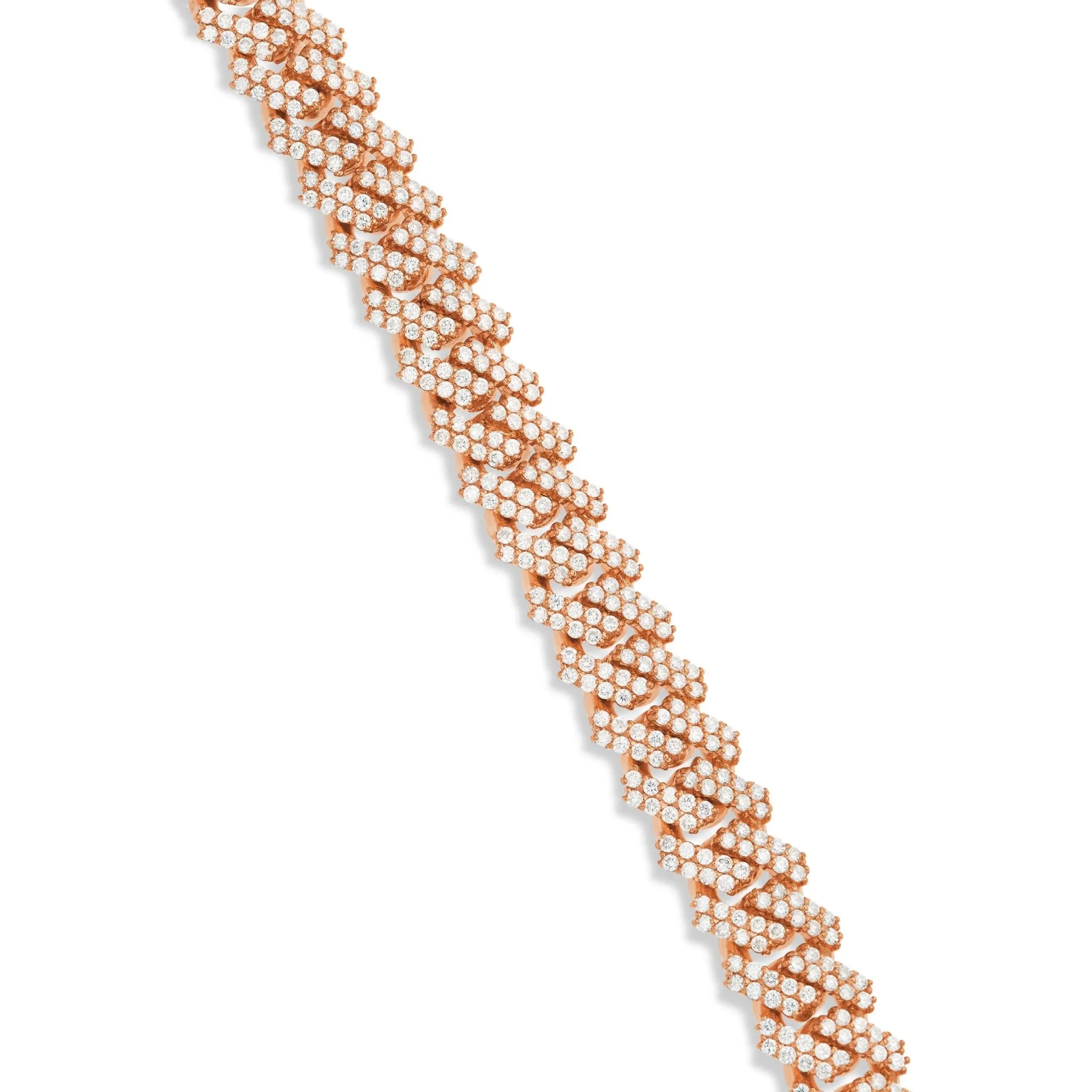 10K Gold 27.56ctw Prongset Diamond 16mm Cuban Chain