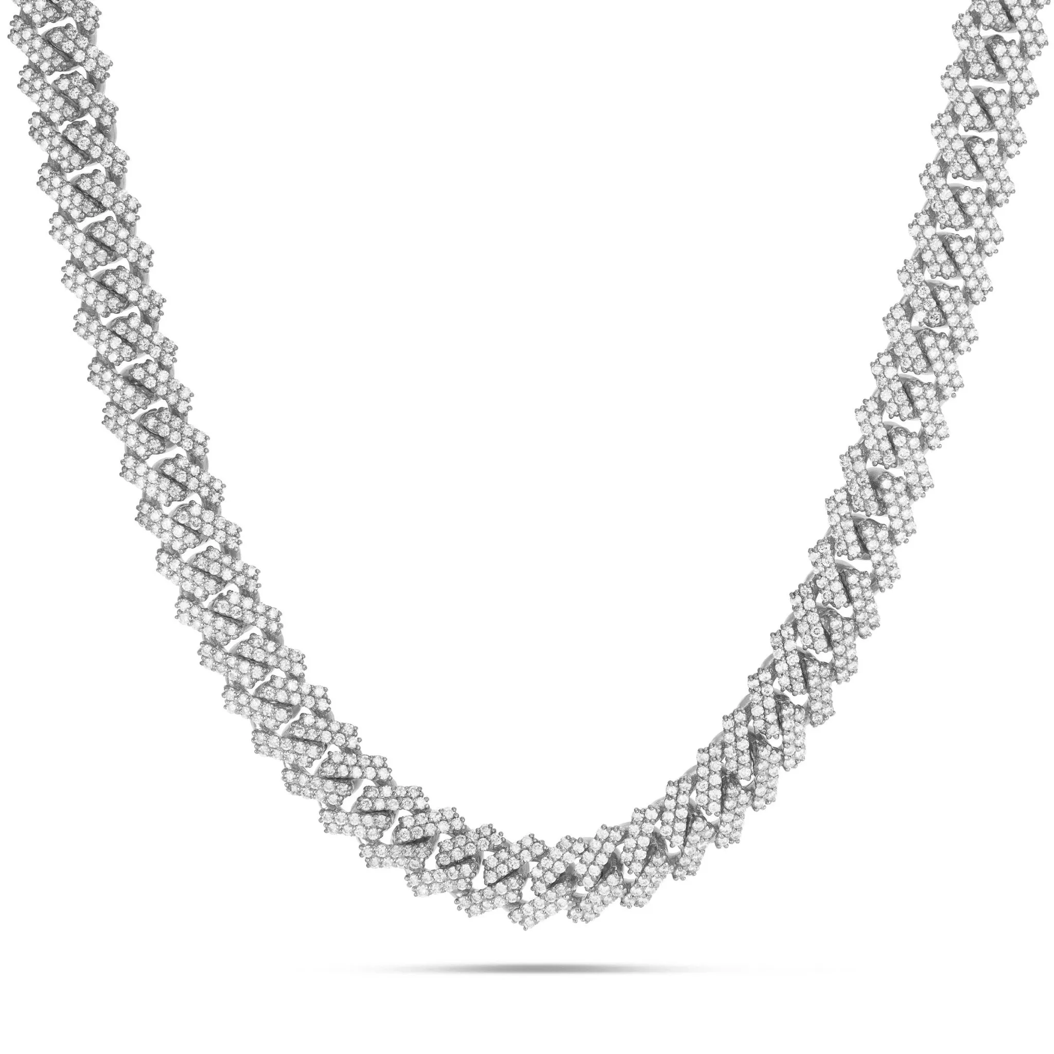 10K Gold 27.56ctw Prongset Diamond 16mm Cuban Chain