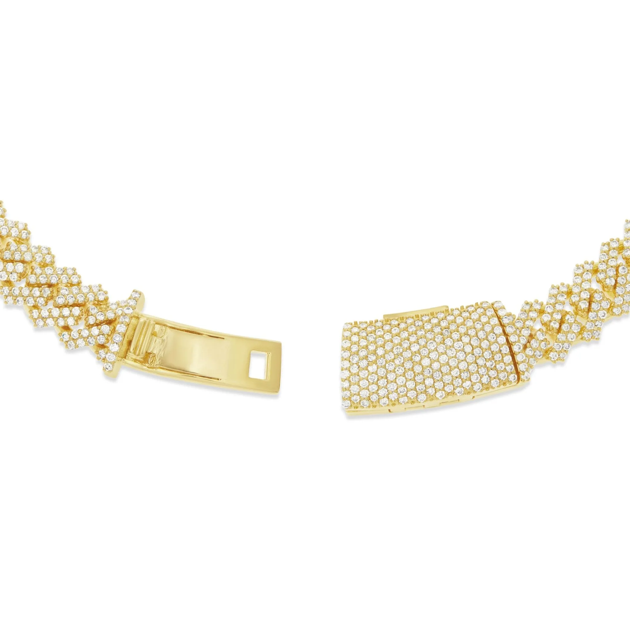 10K Gold 27.56ctw Prongset Diamond 16mm Cuban Chain