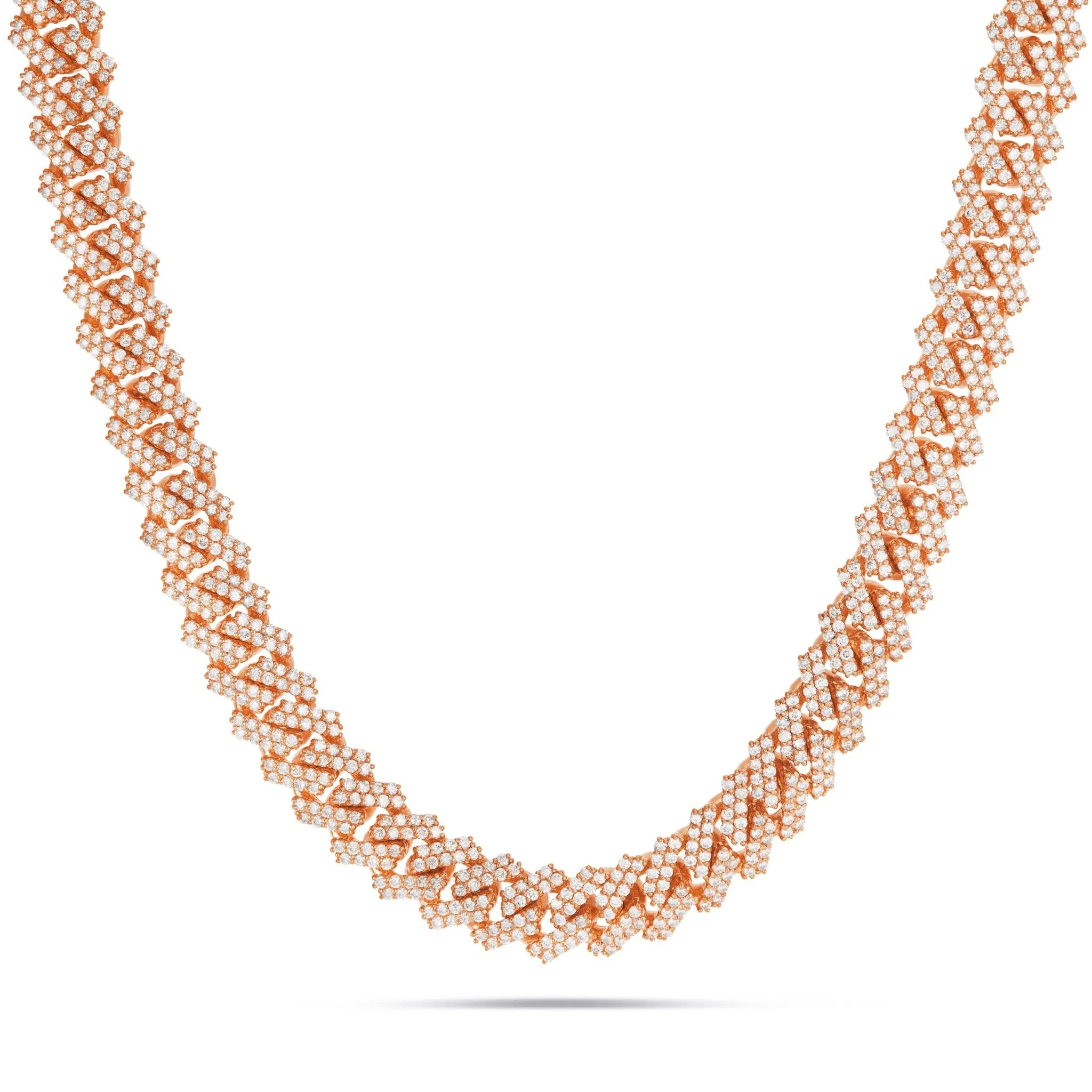 10K Gold 27.56ctw Prongset Diamond 16mm Cuban Chain