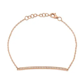 14K Rose Gold 0.17Ct Diamond Bar Bracelet.