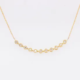 14k Yellow Gold Diamond 11 Stone Curved Bar Pendant Necklace 0.25ctw G VS2 18"
