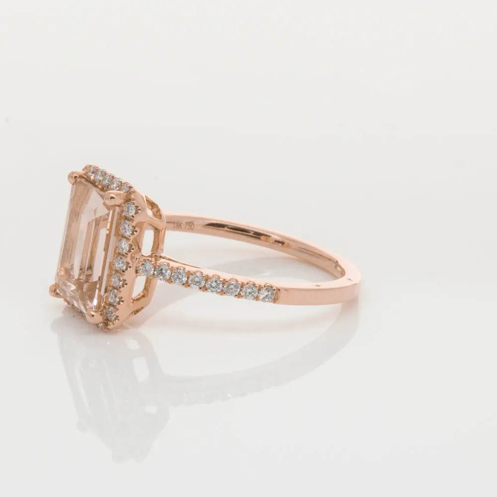 18ct Rose Gold 2.22ct Morganite & Diamond Ring