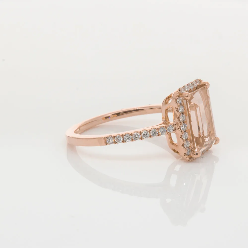 18ct Rose Gold 2.22ct Morganite & Diamond Ring