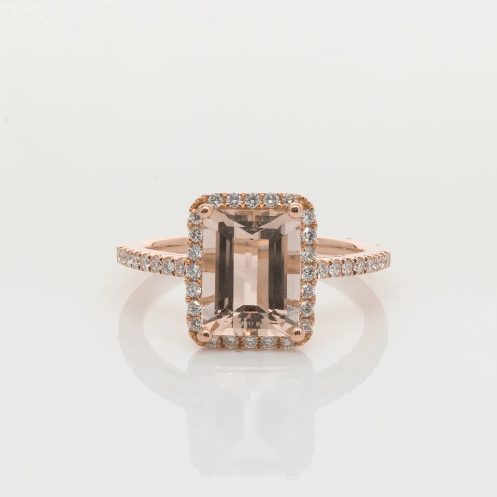 18ct Rose Gold 2.22ct Morganite & Diamond Ring