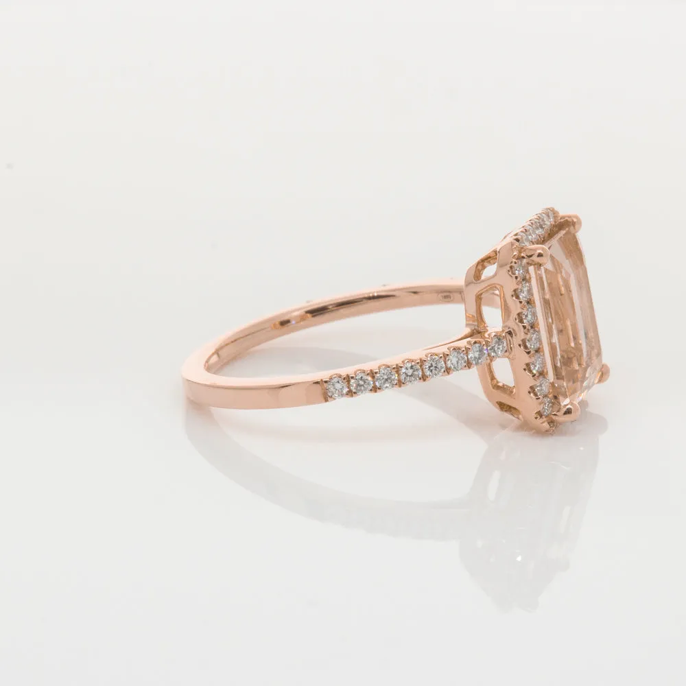 18ct Rose Gold 2.22ct Morganite & Diamond Ring