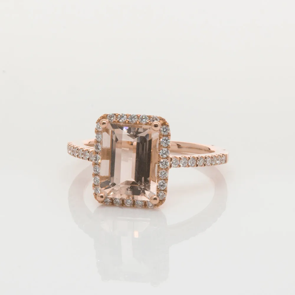 18ct Rose Gold 2.22ct Morganite & Diamond Ring