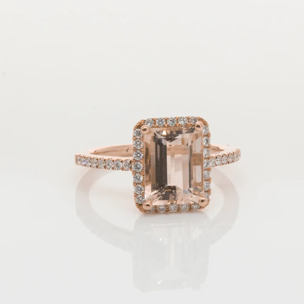 18ct Rose Gold 2.22ct Morganite & Diamond Ring