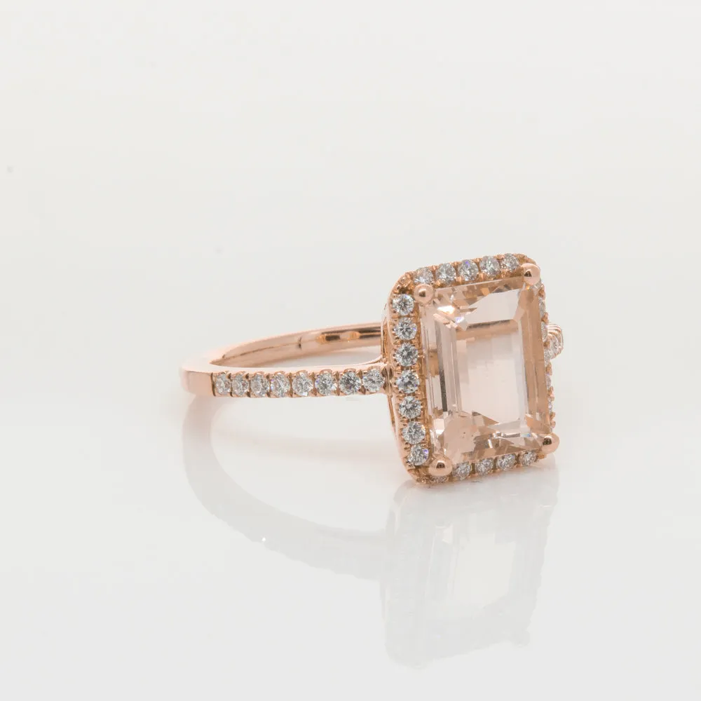 18ct Rose Gold 2.22ct Morganite & Diamond Ring