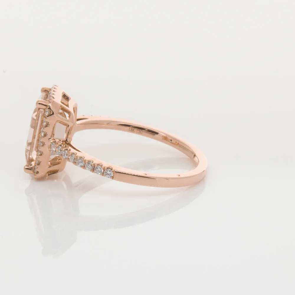 18ct Rose Gold 2.22ct Morganite & Diamond Ring