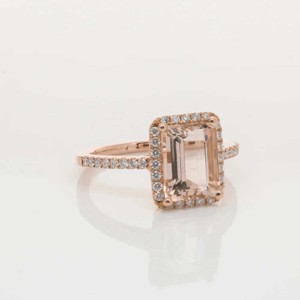 18ct Rose Gold 2.22ct Morganite & Diamond Ring