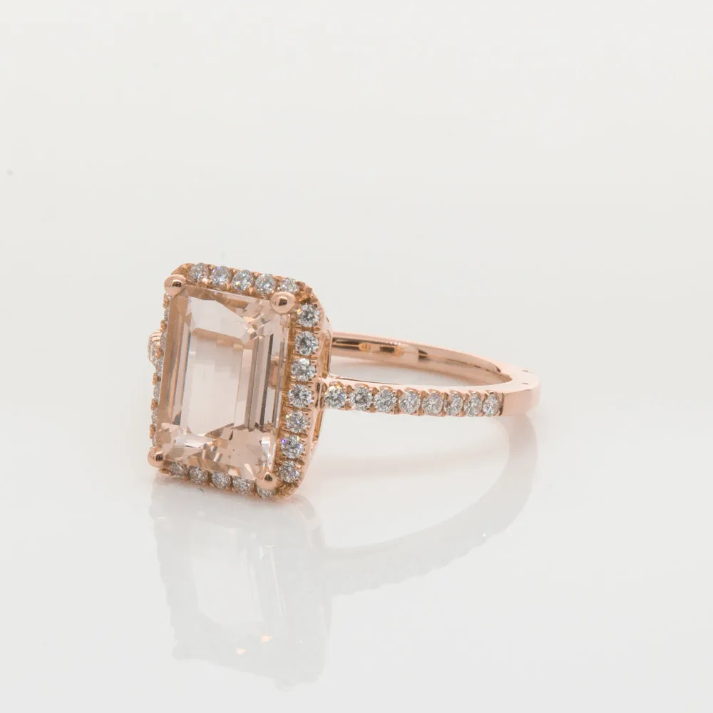 18ct Rose Gold 2.22ct Morganite & Diamond Ring