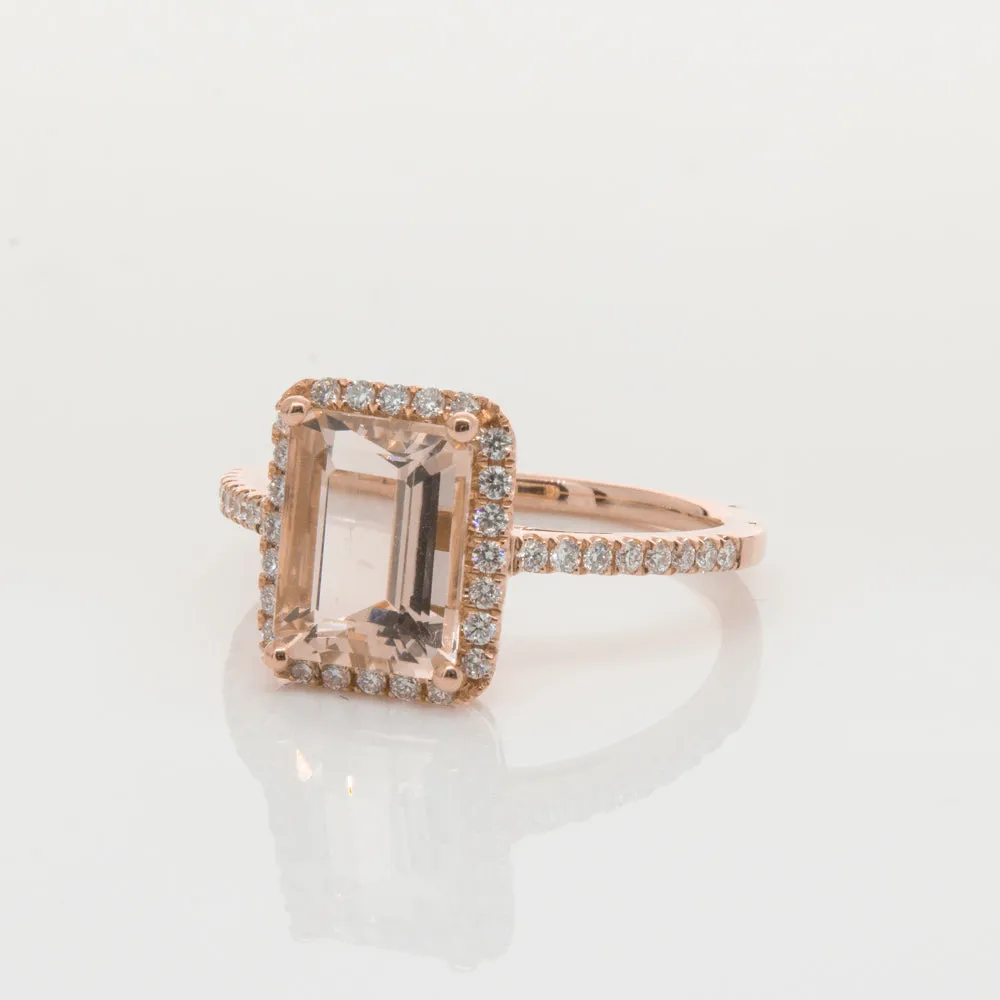 18ct Rose Gold 2.22ct Morganite & Diamond Ring