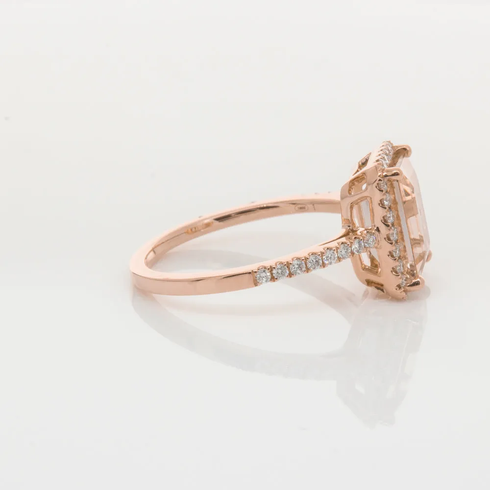 18ct Rose Gold 2.22ct Morganite & Diamond Ring