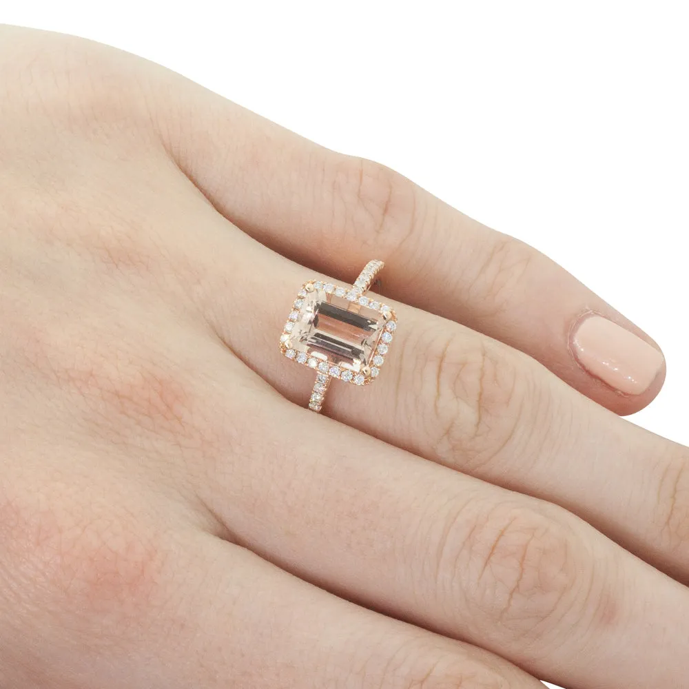 18ct Rose Gold 2.22ct Morganite & Diamond Ring