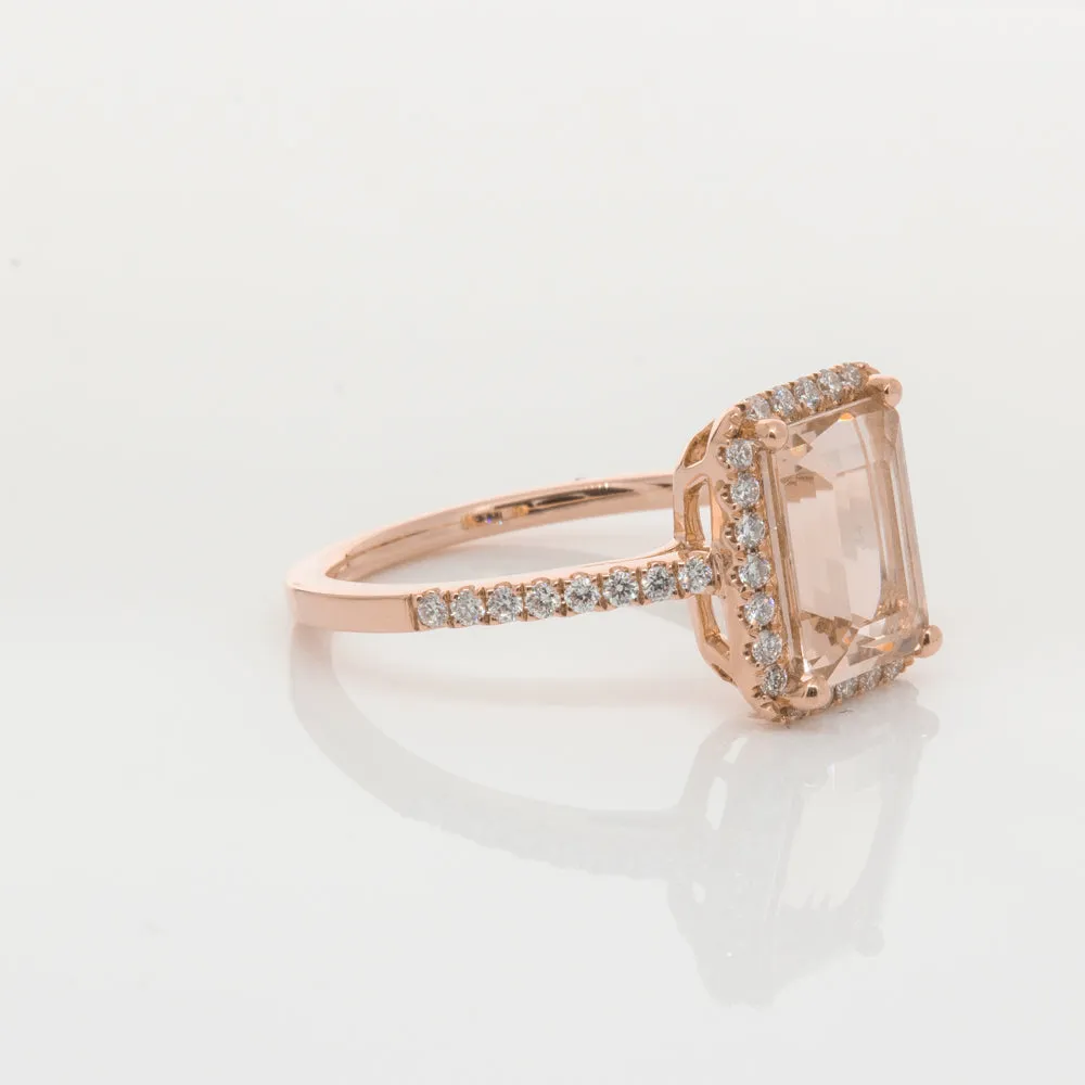 18ct Rose Gold 2.22ct Morganite & Diamond Ring