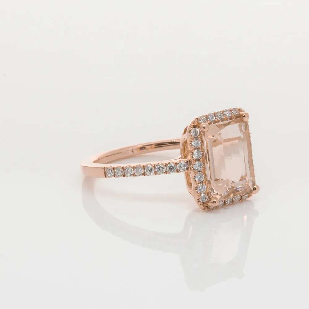 18ct Rose Gold 2.22ct Morganite & Diamond Ring