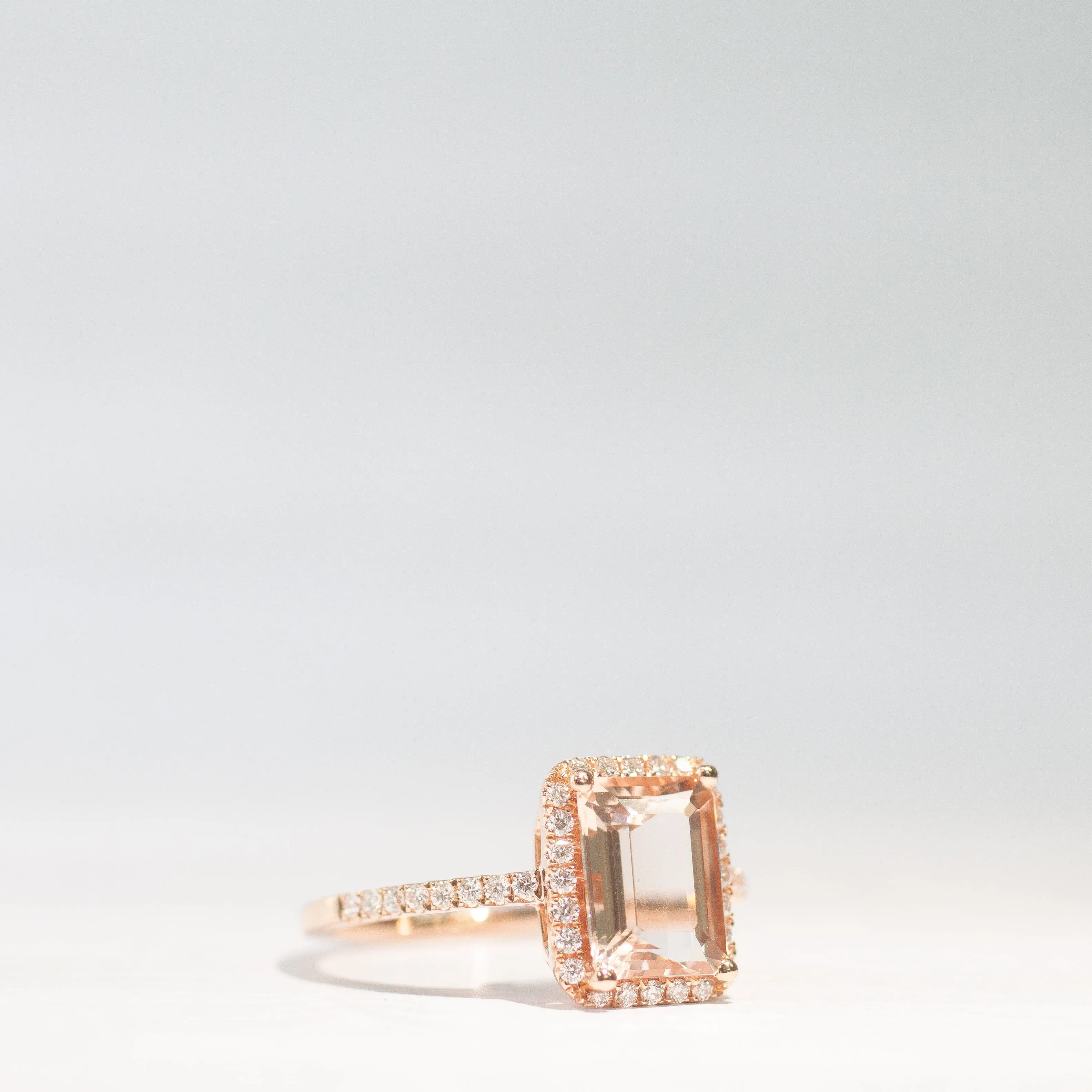 18ct Rose Gold 2.22ct Morganite & Diamond Ring