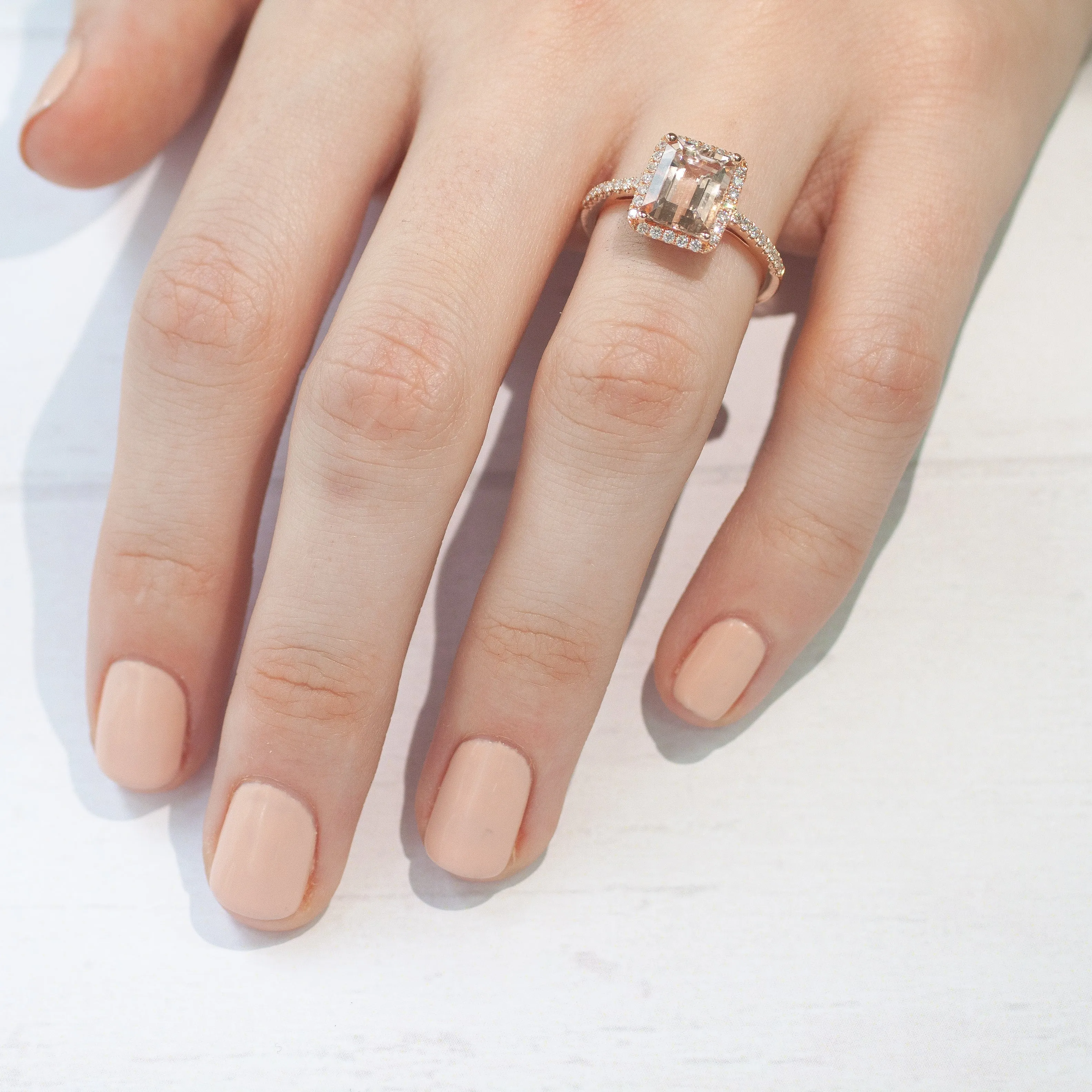 18ct Rose Gold 2.22ct Morganite & Diamond Ring
