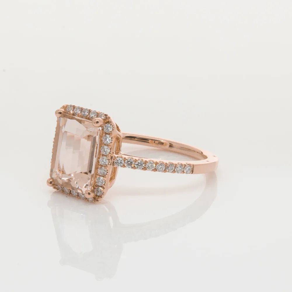 18ct Rose Gold 2.22ct Morganite & Diamond Ring