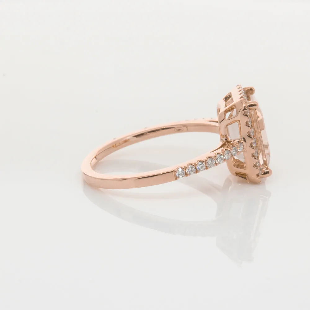 18ct Rose Gold 2.22ct Morganite & Diamond Ring