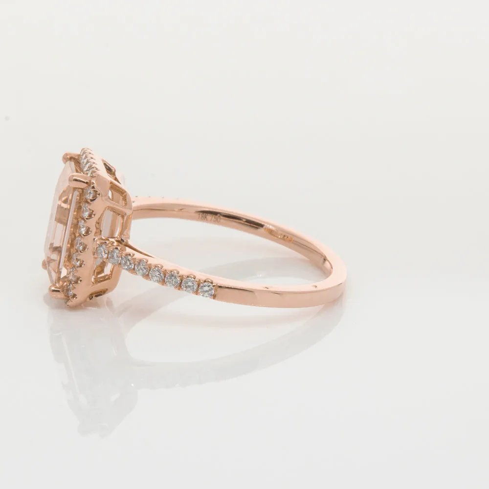 18ct Rose Gold 2.22ct Morganite & Diamond Ring