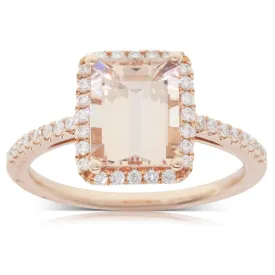 18ct Rose Gold 2.22ct Morganite & Diamond Ring