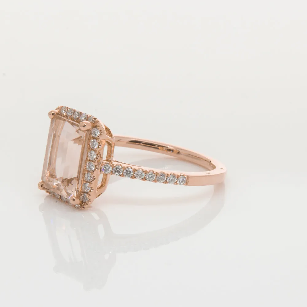 18ct Rose Gold 2.22ct Morganite & Diamond Ring