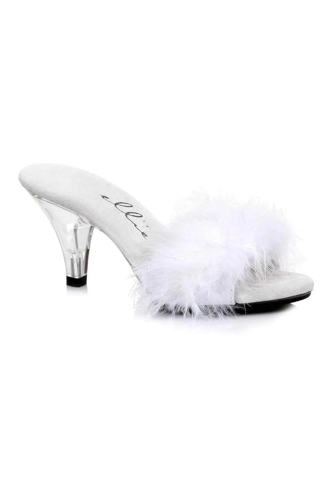 305-SASHA Marabou  | White Genuine Satin