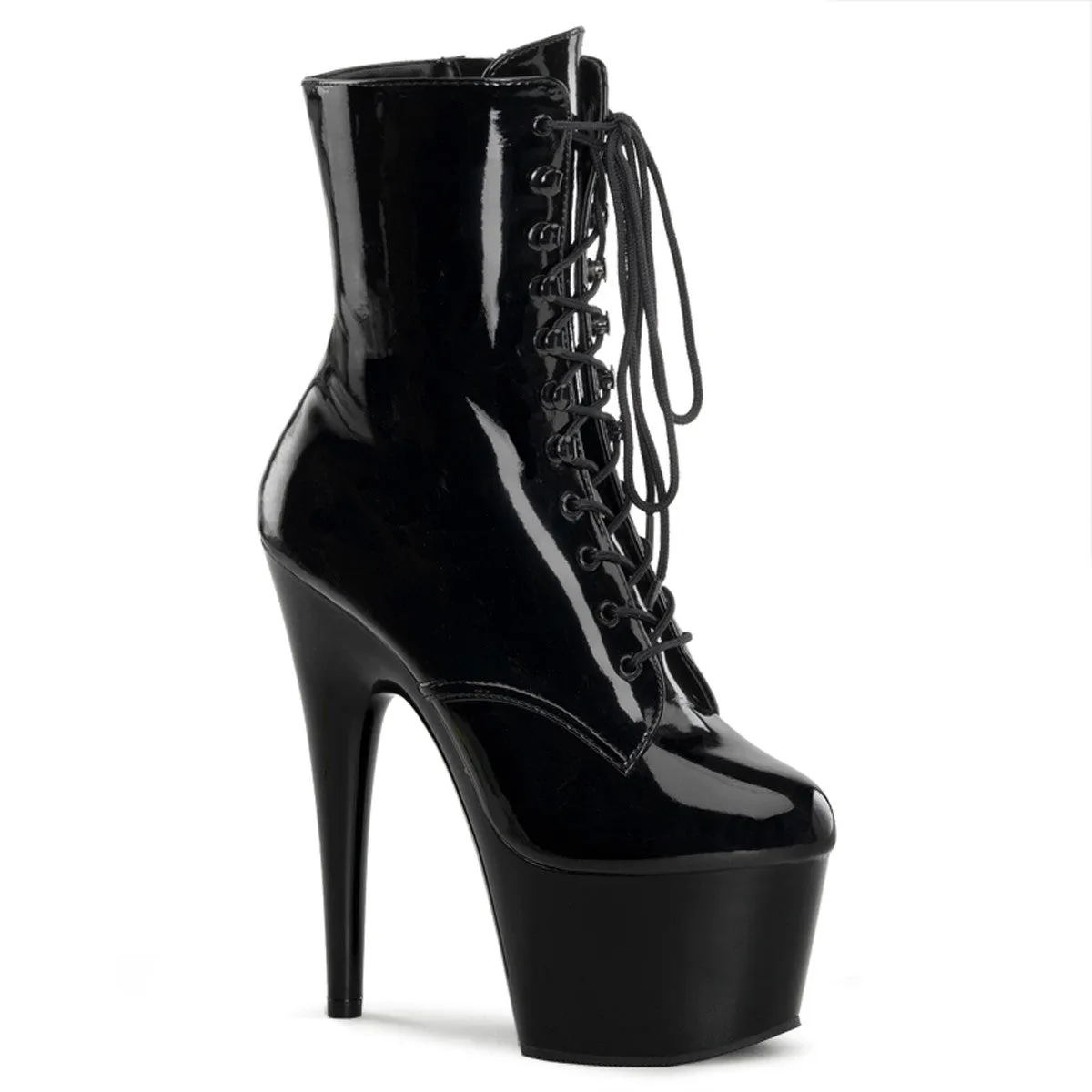 7" Stiletto Heel Lace-Up Ankle Boot Side Zipper