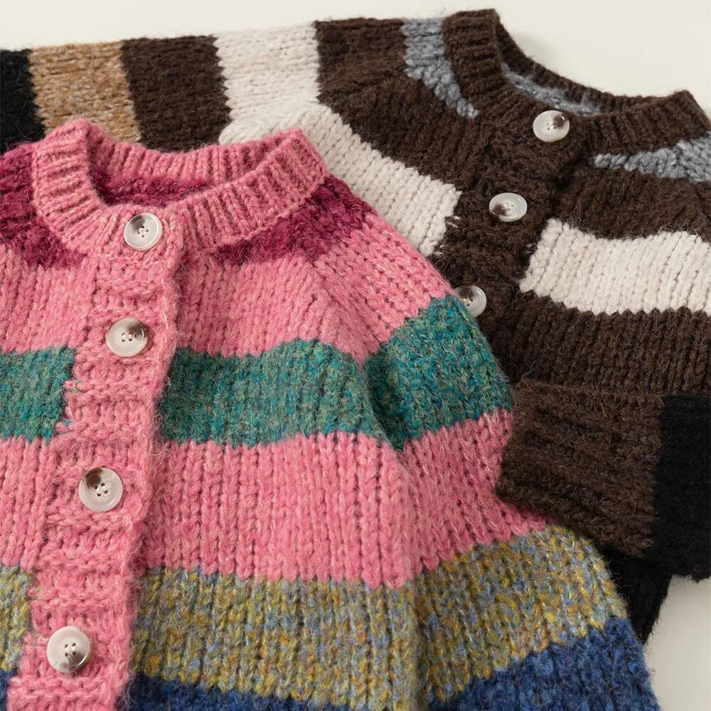 Abby Contrast Striped Chunky Knit Cardigan