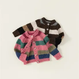 Abby Contrast Striped Chunky Knit Cardigan