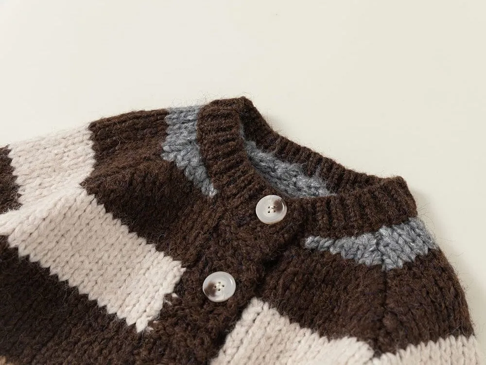 Abby Contrast Striped Chunky Knit Cardigan