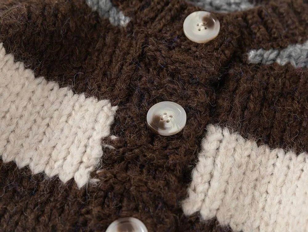 Abby Contrast Striped Chunky Knit Cardigan