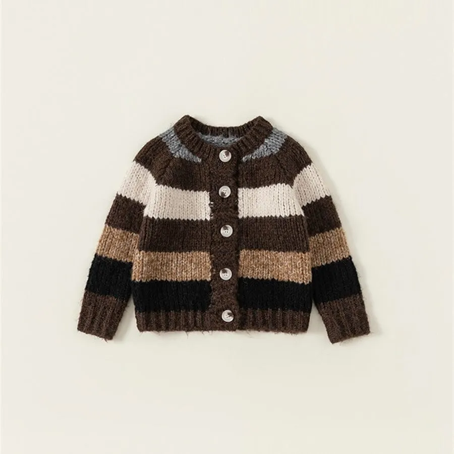 Abby Contrast Striped Chunky Knit Cardigan