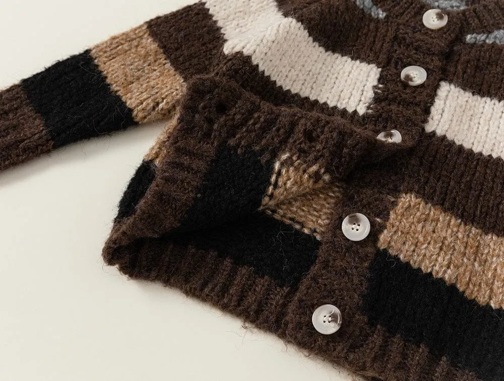 Abby Contrast Striped Chunky Knit Cardigan