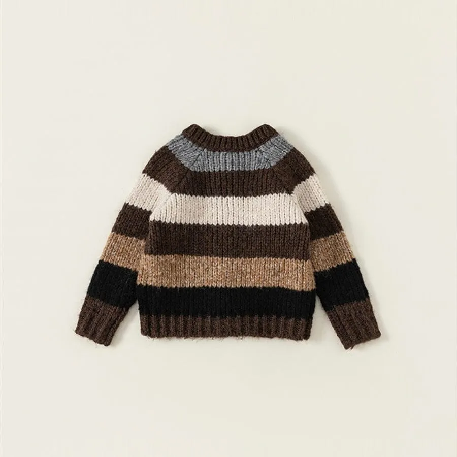 Abby Contrast Striped Chunky Knit Cardigan