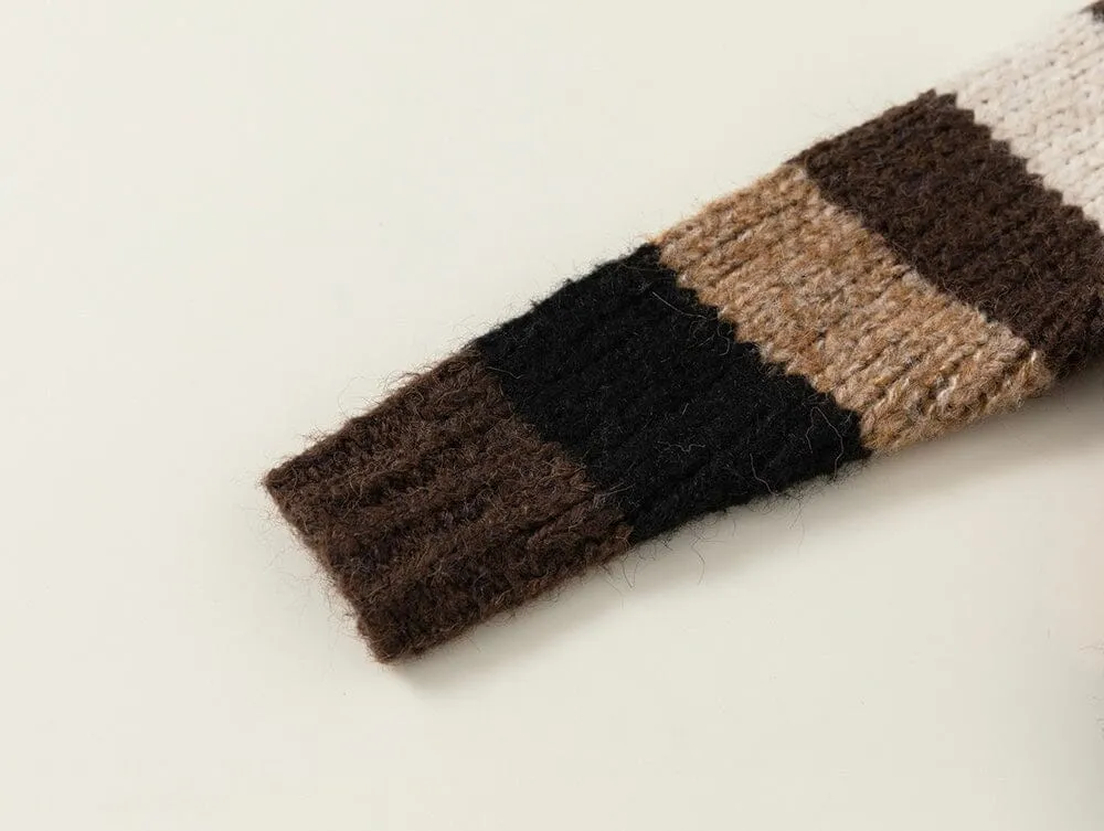 Abby Contrast Striped Chunky Knit Cardigan