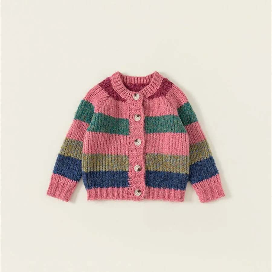 Abby Contrast Striped Chunky Knit Cardigan