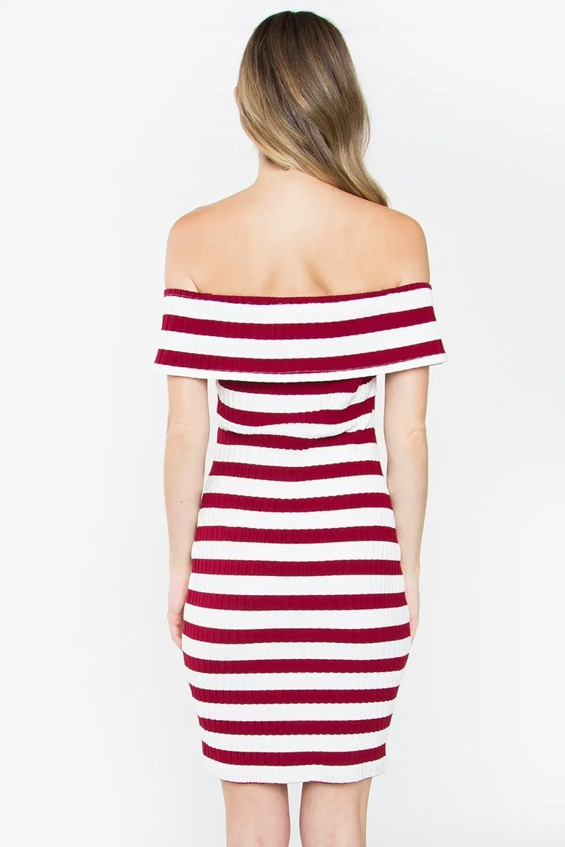 Adeli Striped Off The Shoulder Dress