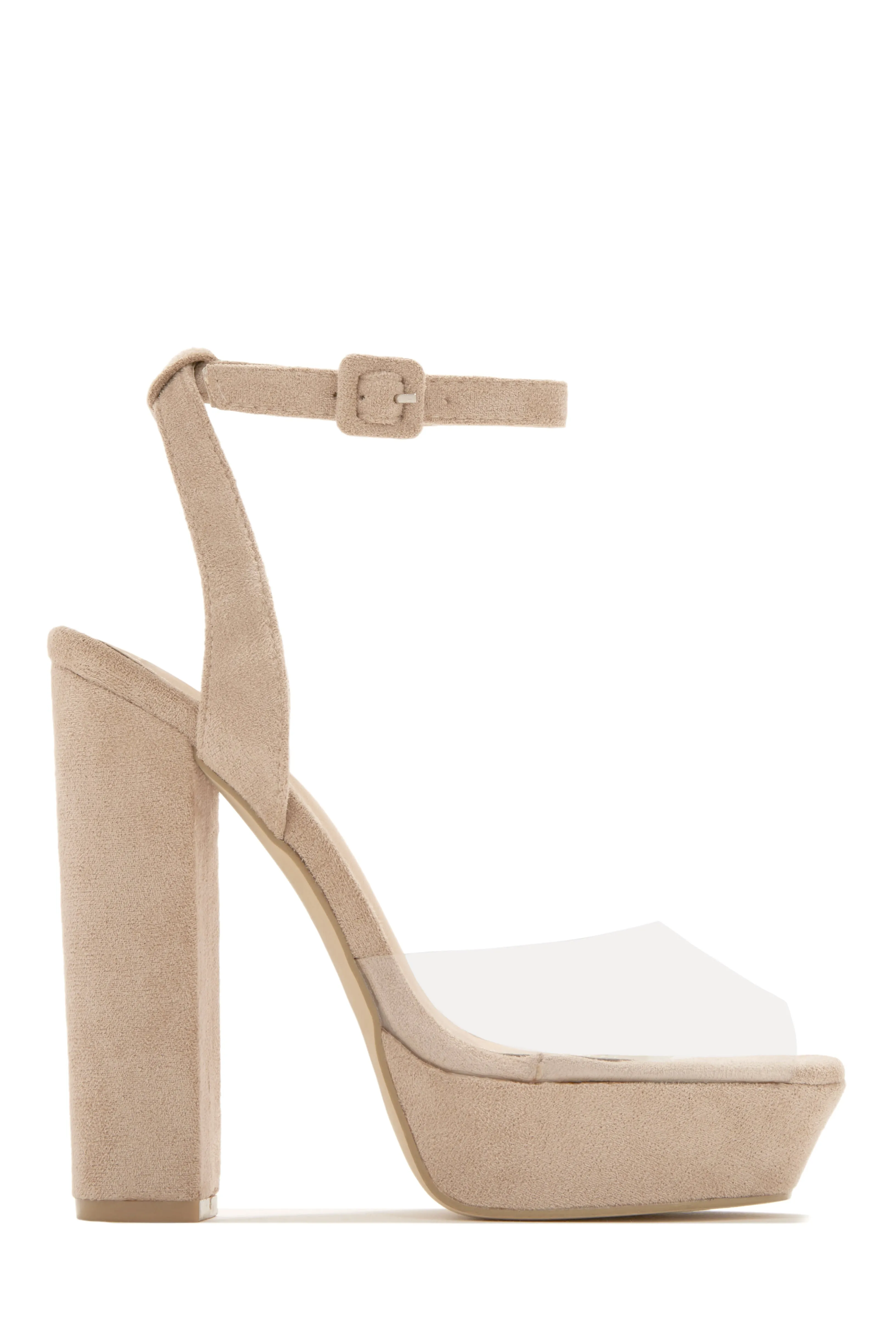 Adelynn Clear Strap Platform Block Heels - White