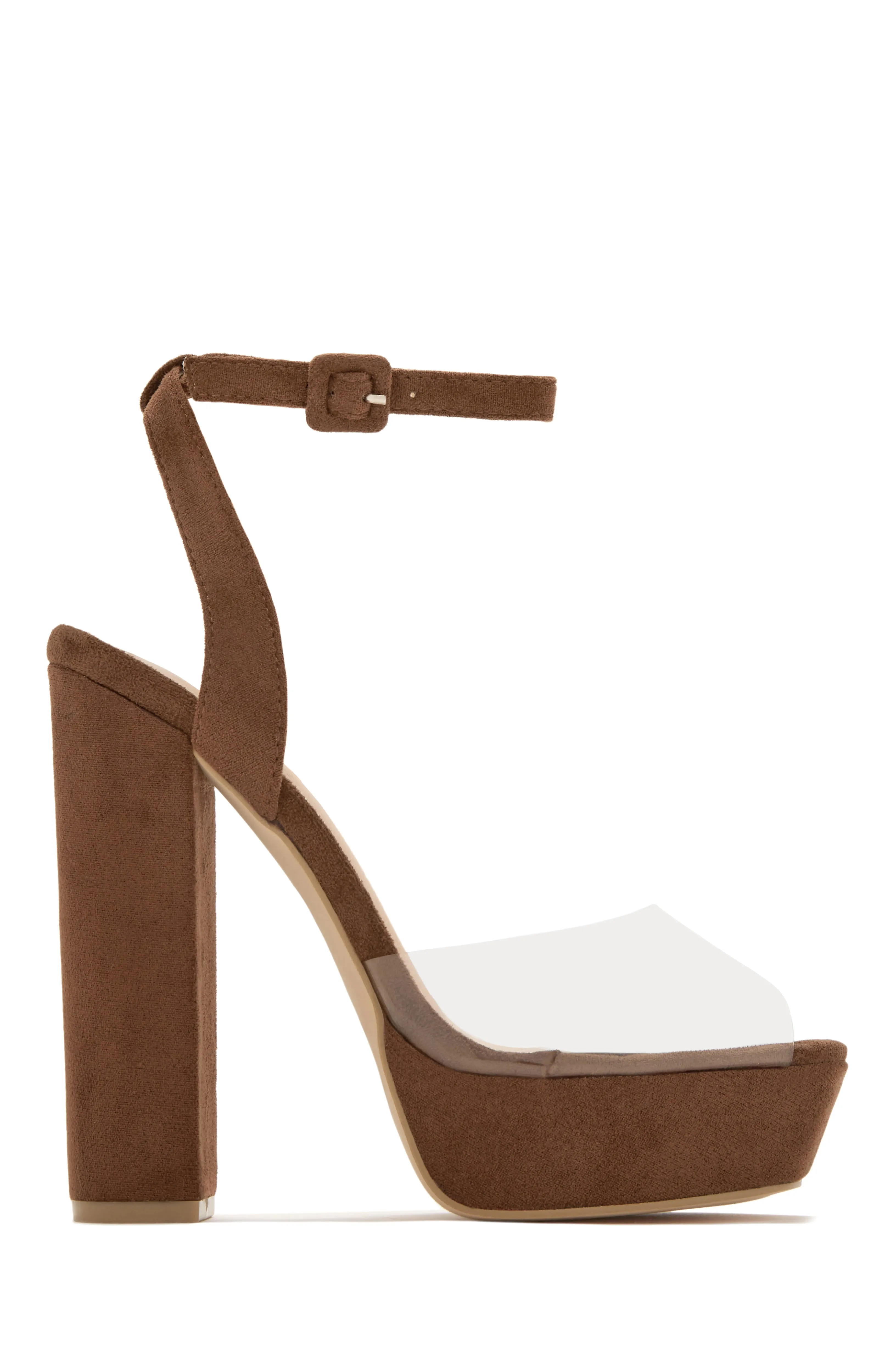 Adelynn Clear Strap Platform Block Heels - White