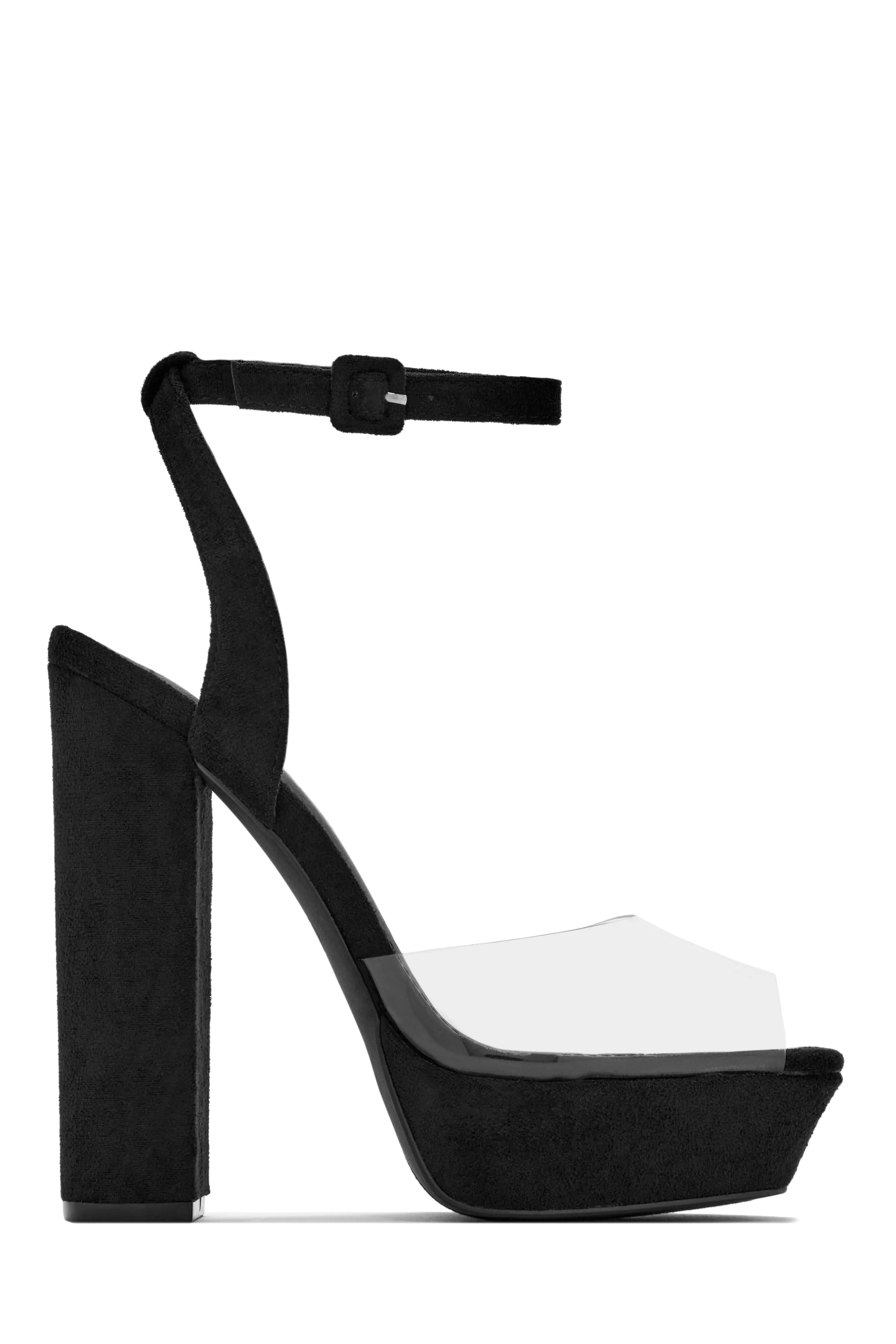 Adelynn Clear Strap Platform Block Heels - White