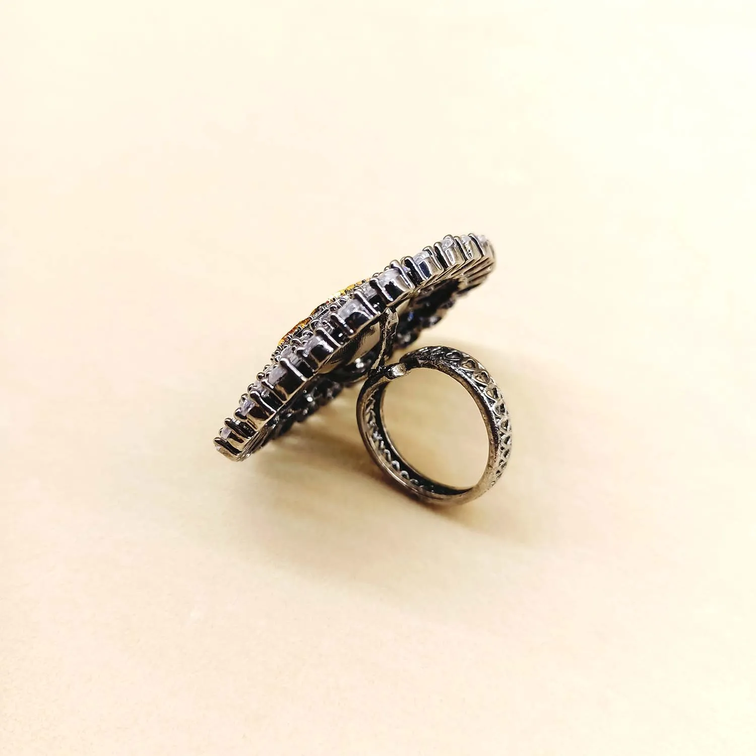 Ahalya Diamonds Gold & Rhodium Plated Victorian Ring